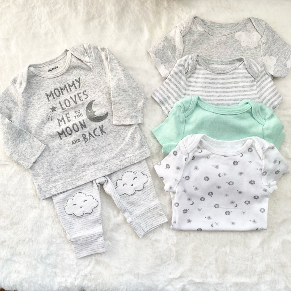 Gray and Mint Baby Cloud Island & Carter’s Outfit Set